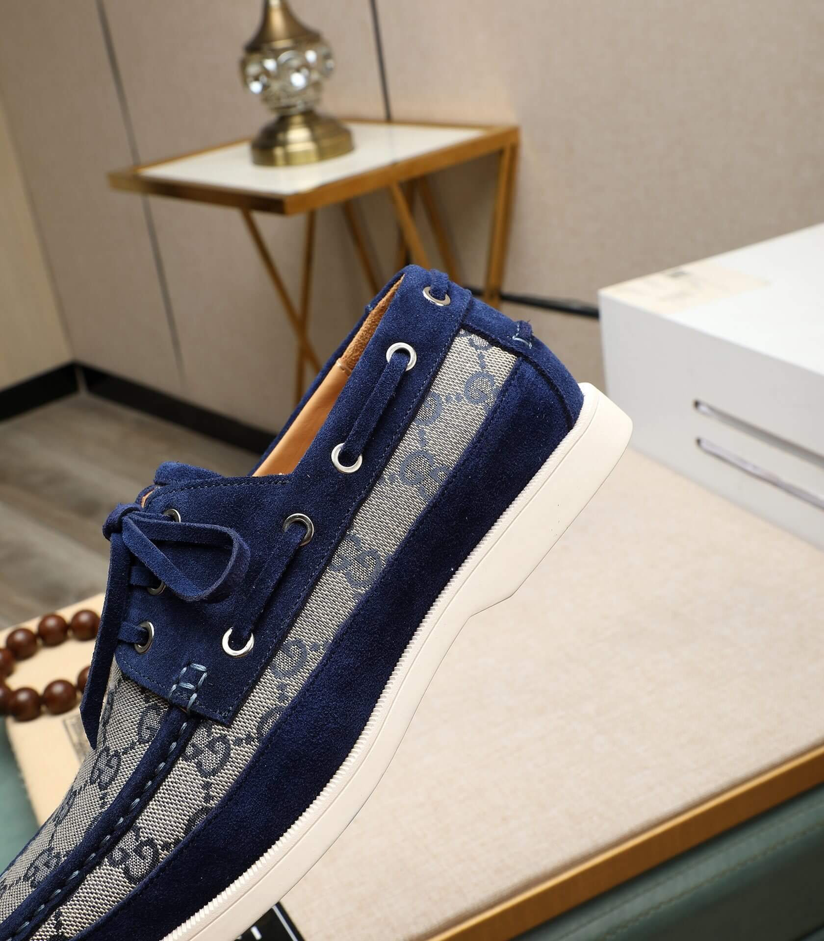 Gucci - Loafer - Blue - GG - Mesh - Deck - Shoe 4 Gucci GG canvas loafers