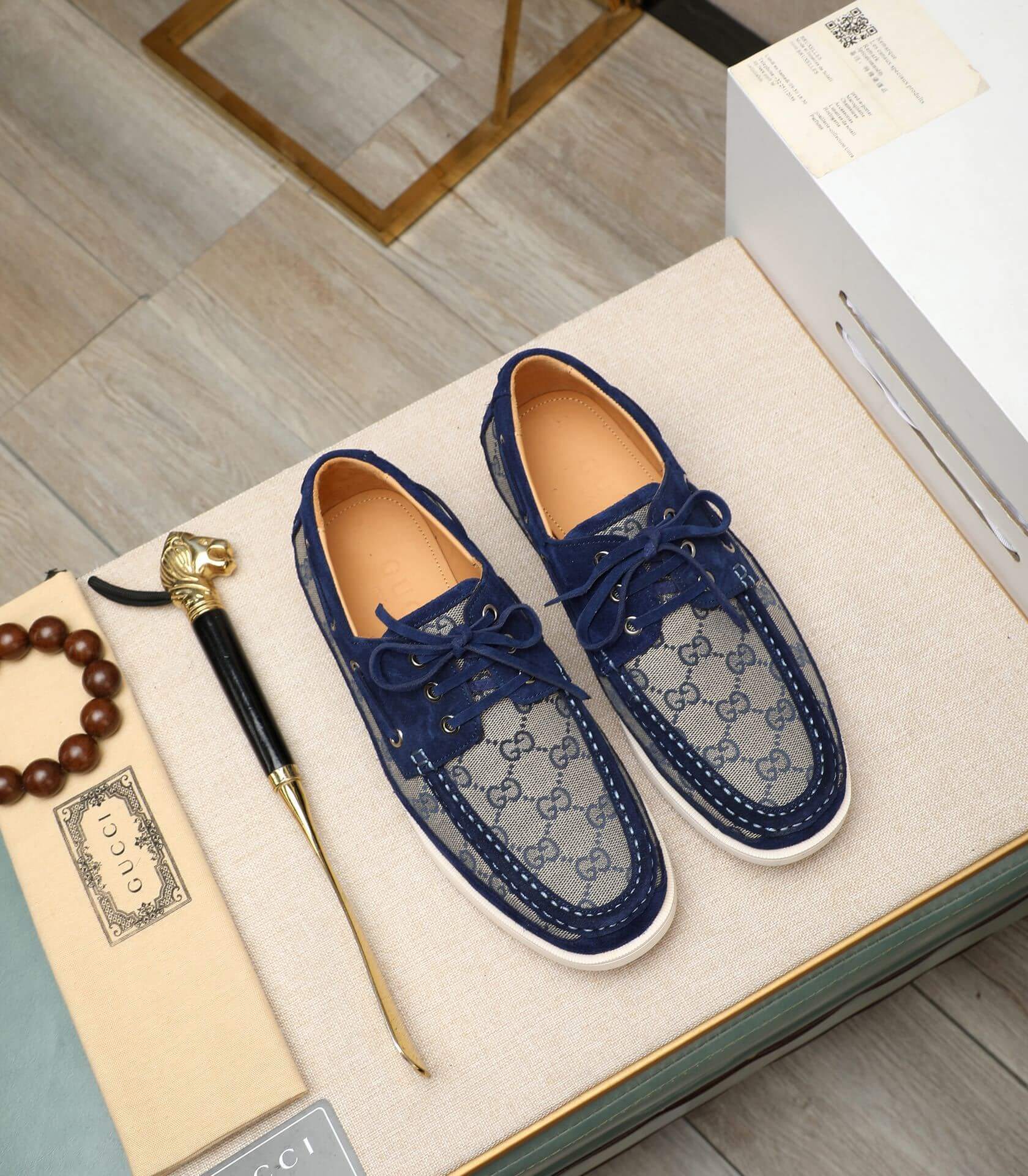 Gucci - Loafer - Blue - GG - Mesh - Deck - Shoe 3 Gucci GG canvas loafers