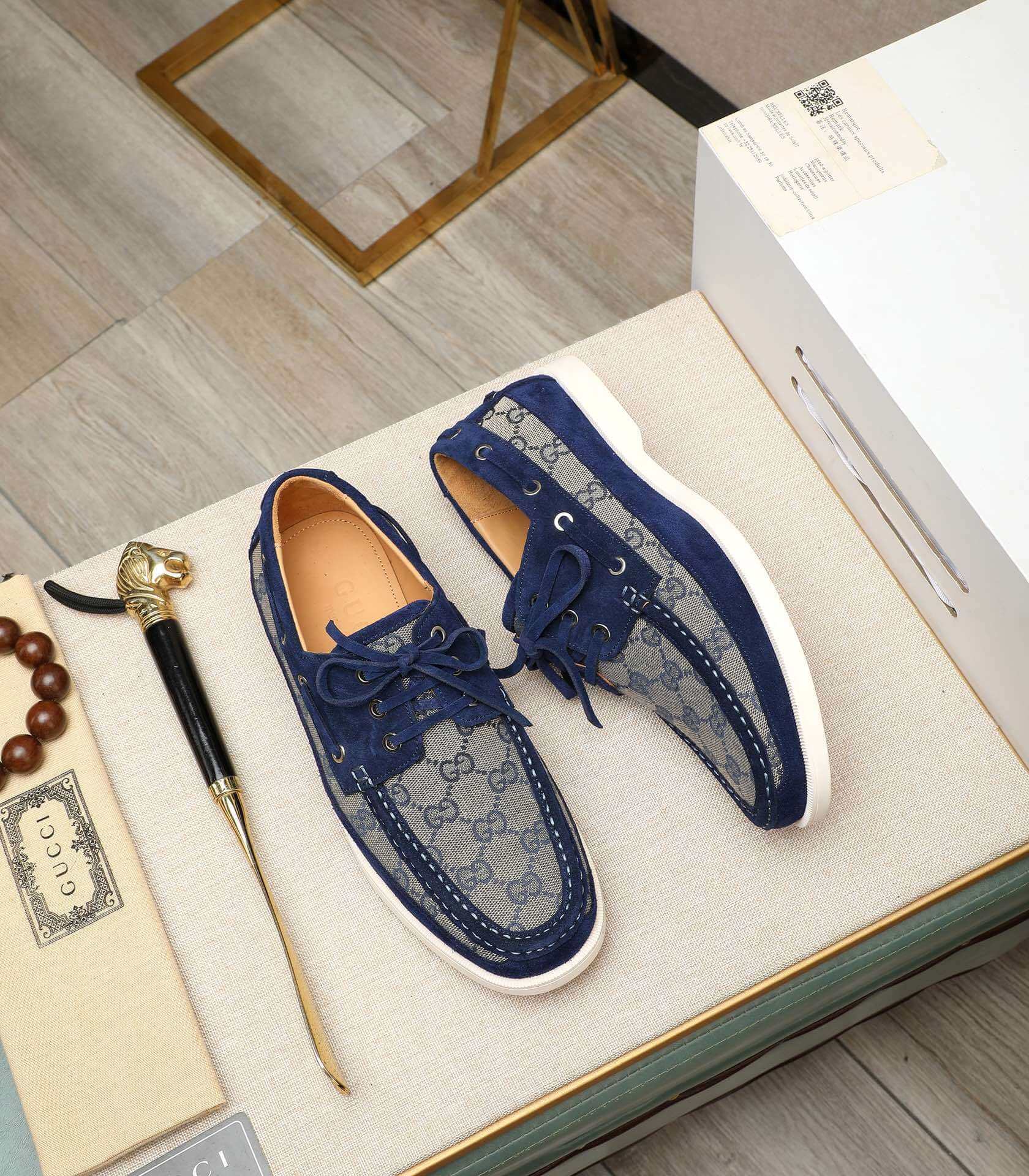 Gucci - Loafer - Blue - GG - Mesh - Deck - Shoe 1 Gucci GG canvas loafers