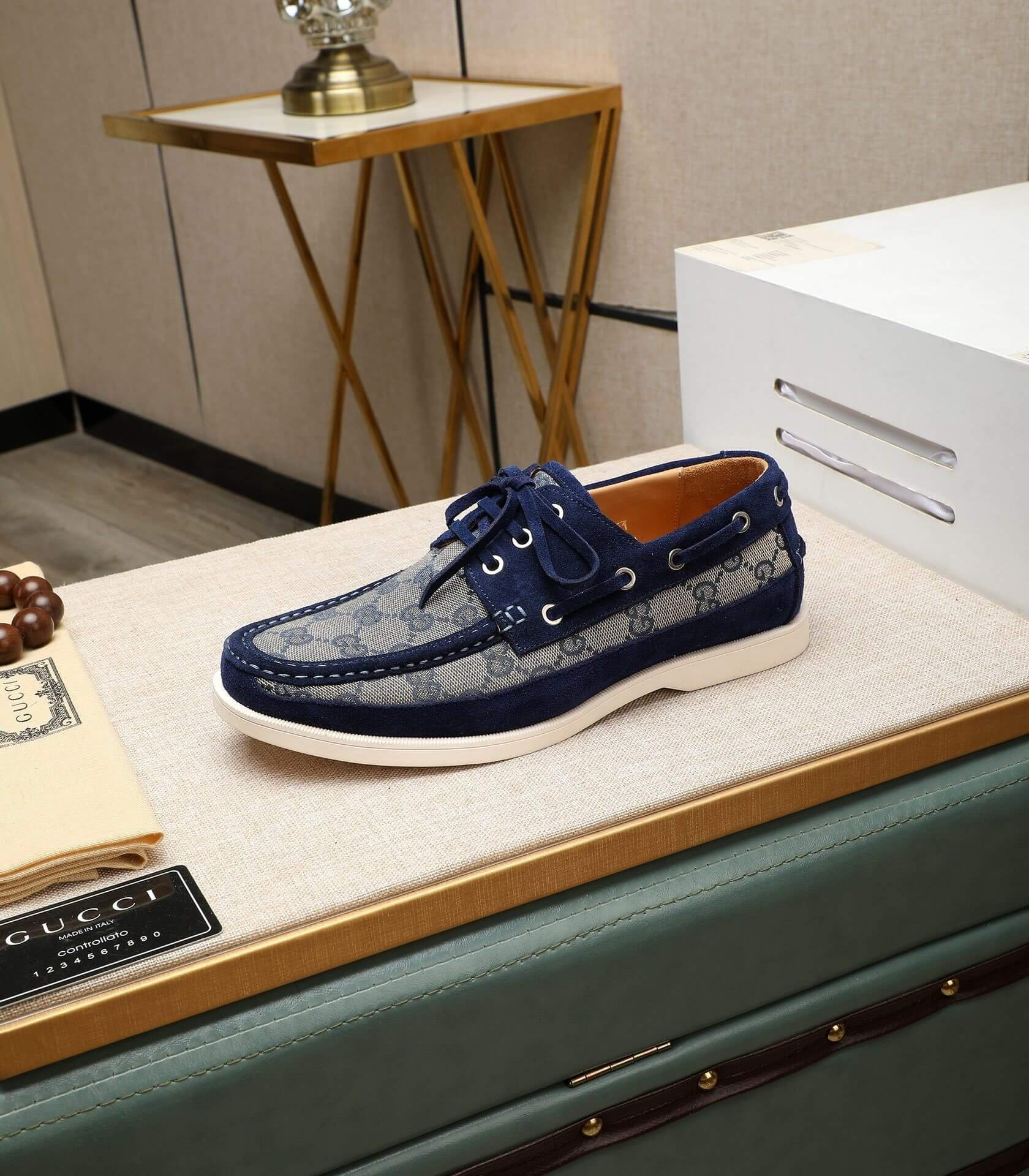 Gucci - Loafer - Blue - GG - Mesh - Deck - Shoe 9 Gucci GG canvas loafers