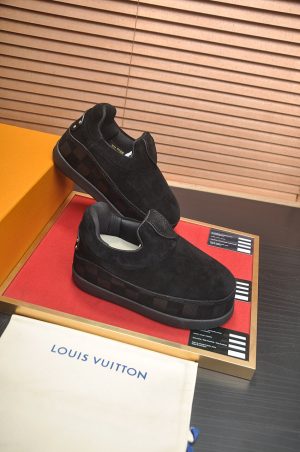 Louis Vuitton LV Yeti Slip-On shoes in black suede.