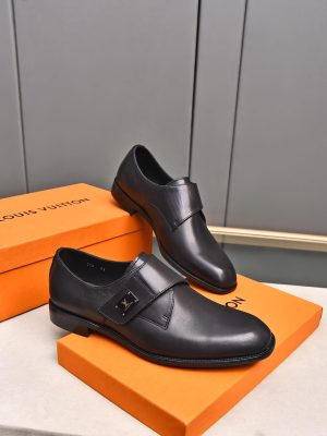 Louis Vuitton black leather monk shoes.