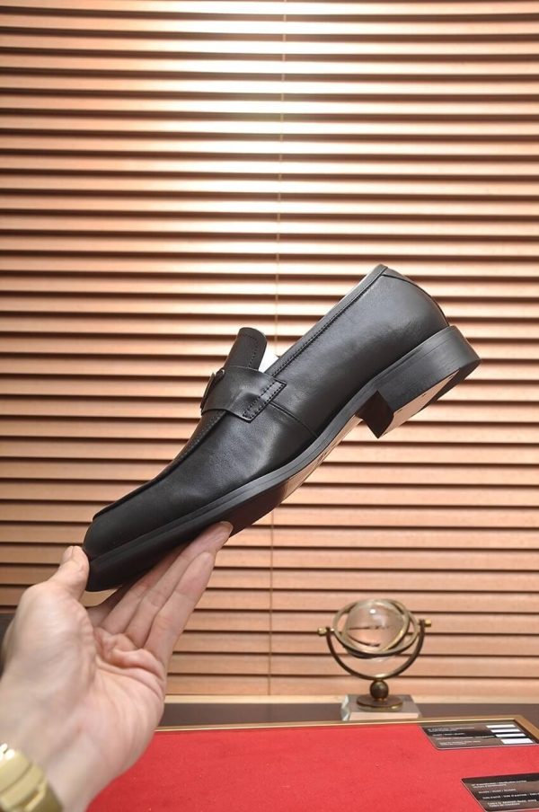 Prada Chocolate brushed leather loafers.