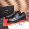 Prada Chocolate brushed leather loafers.