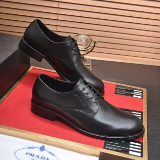 black leather Prada men's oxford dress shoe.