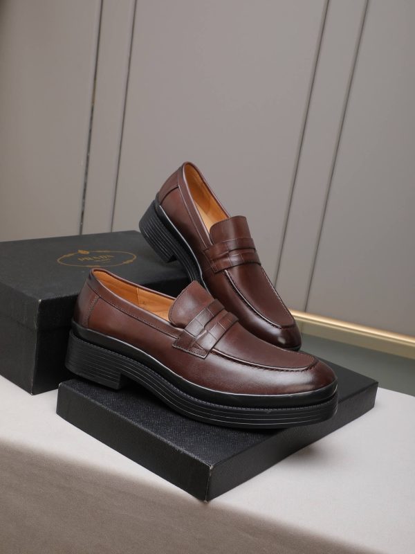 Prada- brushed -leather- loafers. (3) Prada brushed leather loafers.