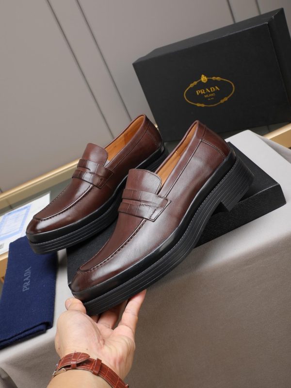 Prada- brushed -leather- loafers. (4) Prada brushed leather loafers.