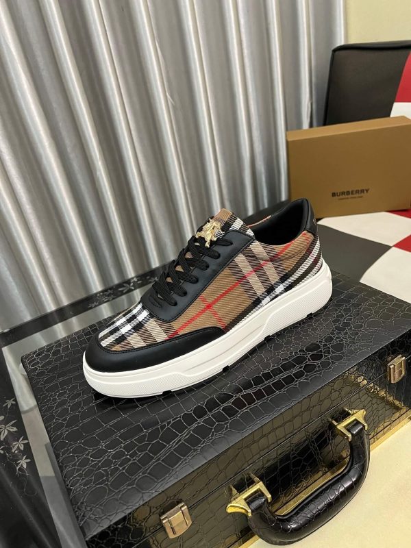 Burberry Leather and Check Terrace Sneakers