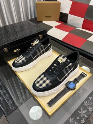 _Burberry -Leather- and -Check -Terrace -Sneakers (2) Burberry Leather and Check Terrace Sneakers
