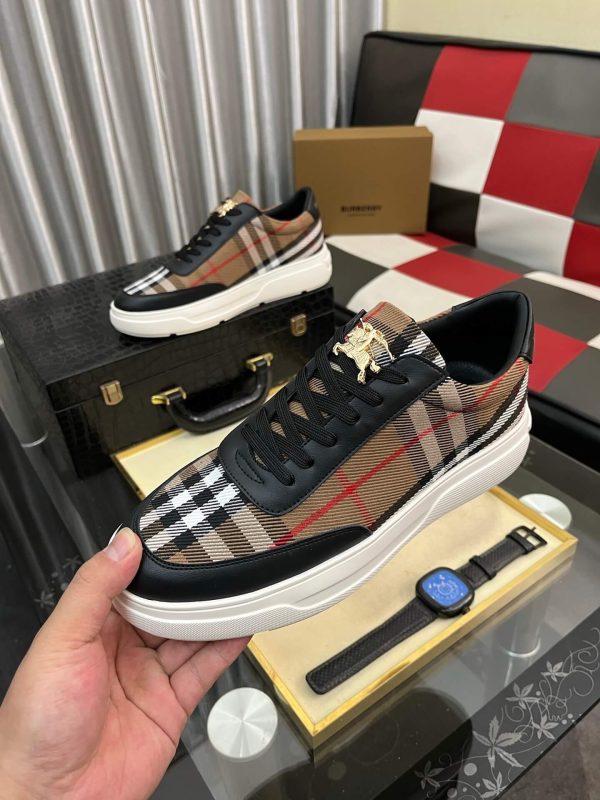 Burberry Leather and Check Terrace Sneakers