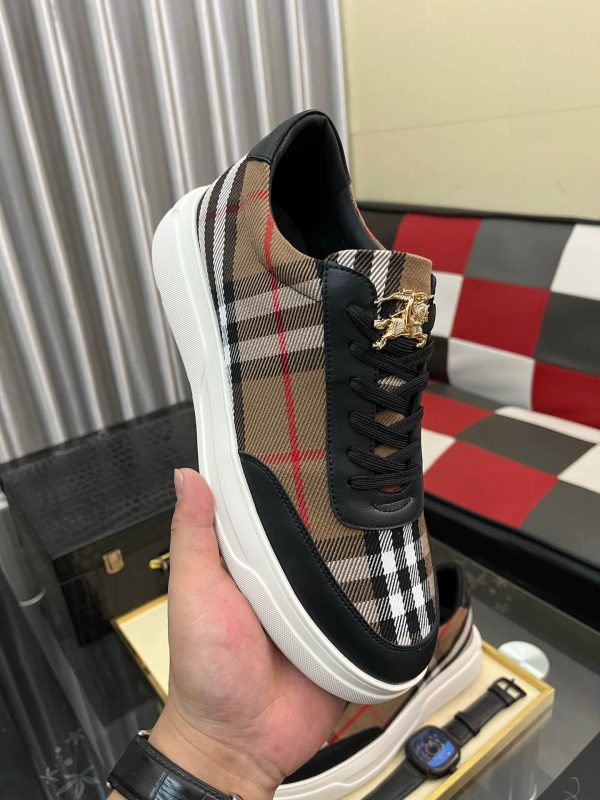 Burberry Leather and Check Terrace Sneakers