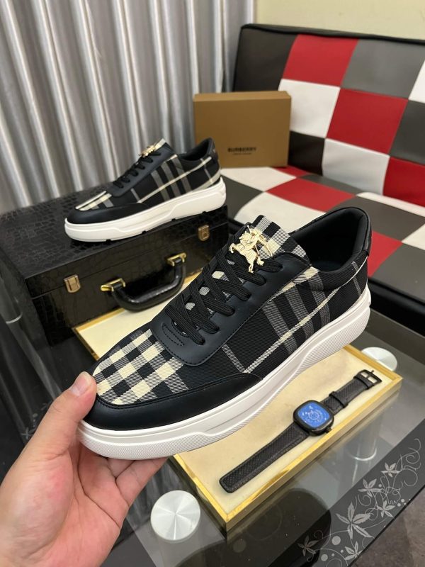 Burberry Leather and Check Terrace Sneakers