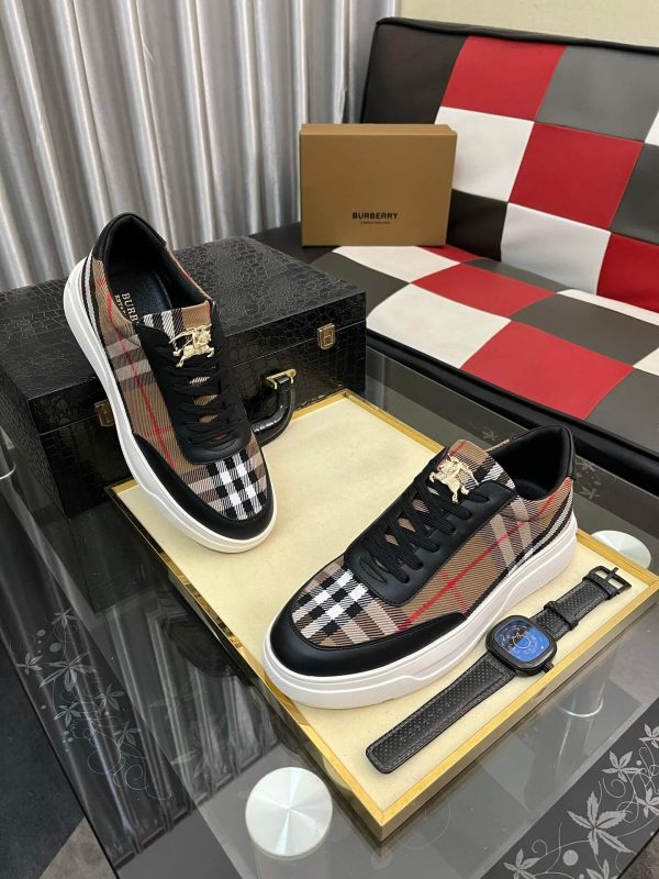 Burberry Leather and Check Terrace Sneakers