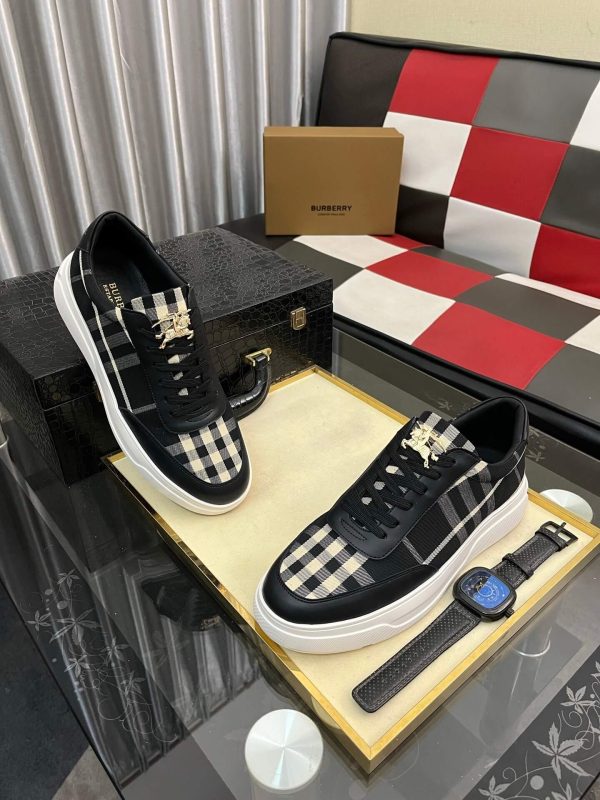 Burberry Leather and Check Terrace Sneakers