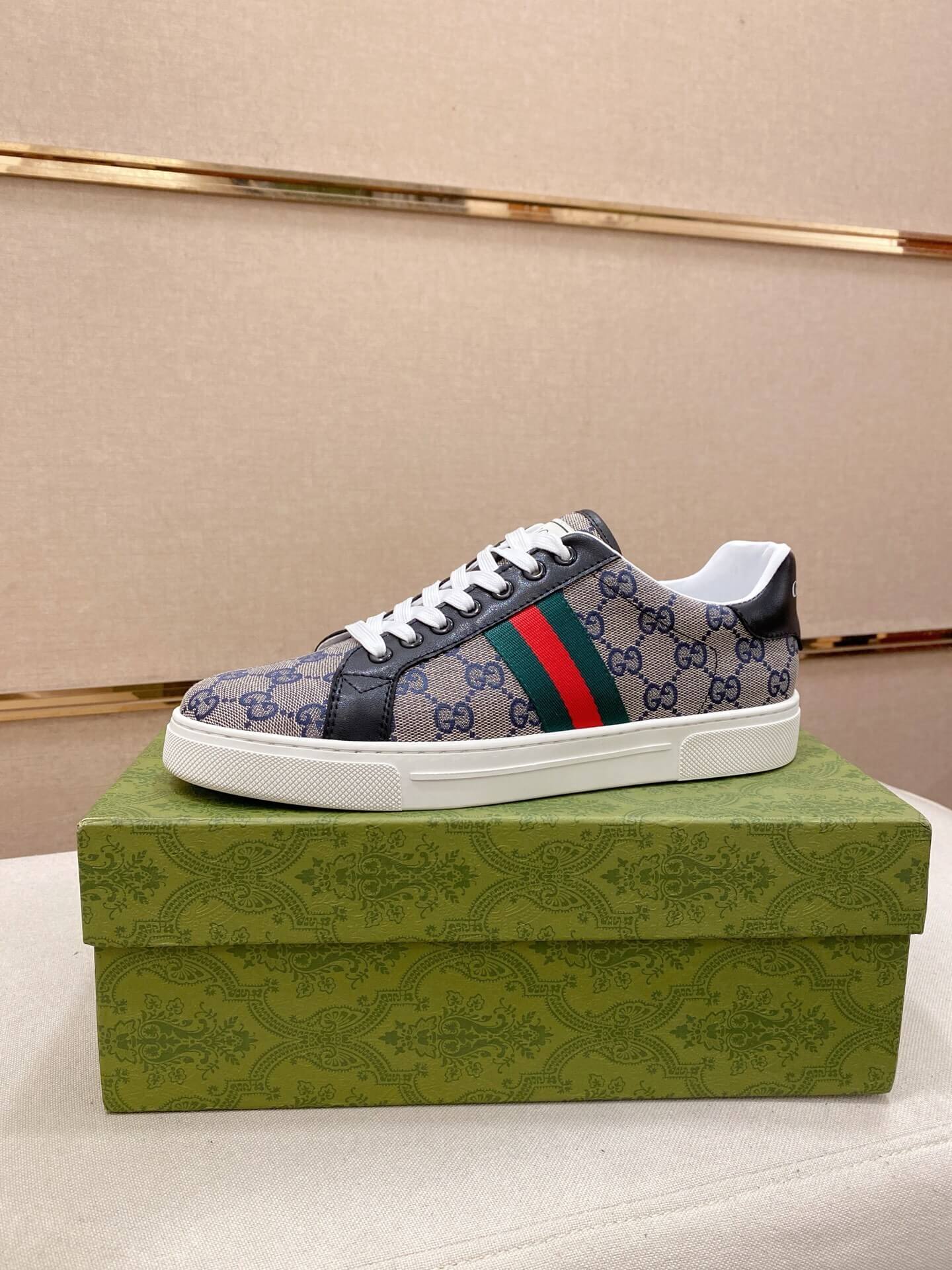 Gucci Loafer Web Detail Penny Style Brown Leather 2 Gucci Ace sneakers in the GG Supreme canvas