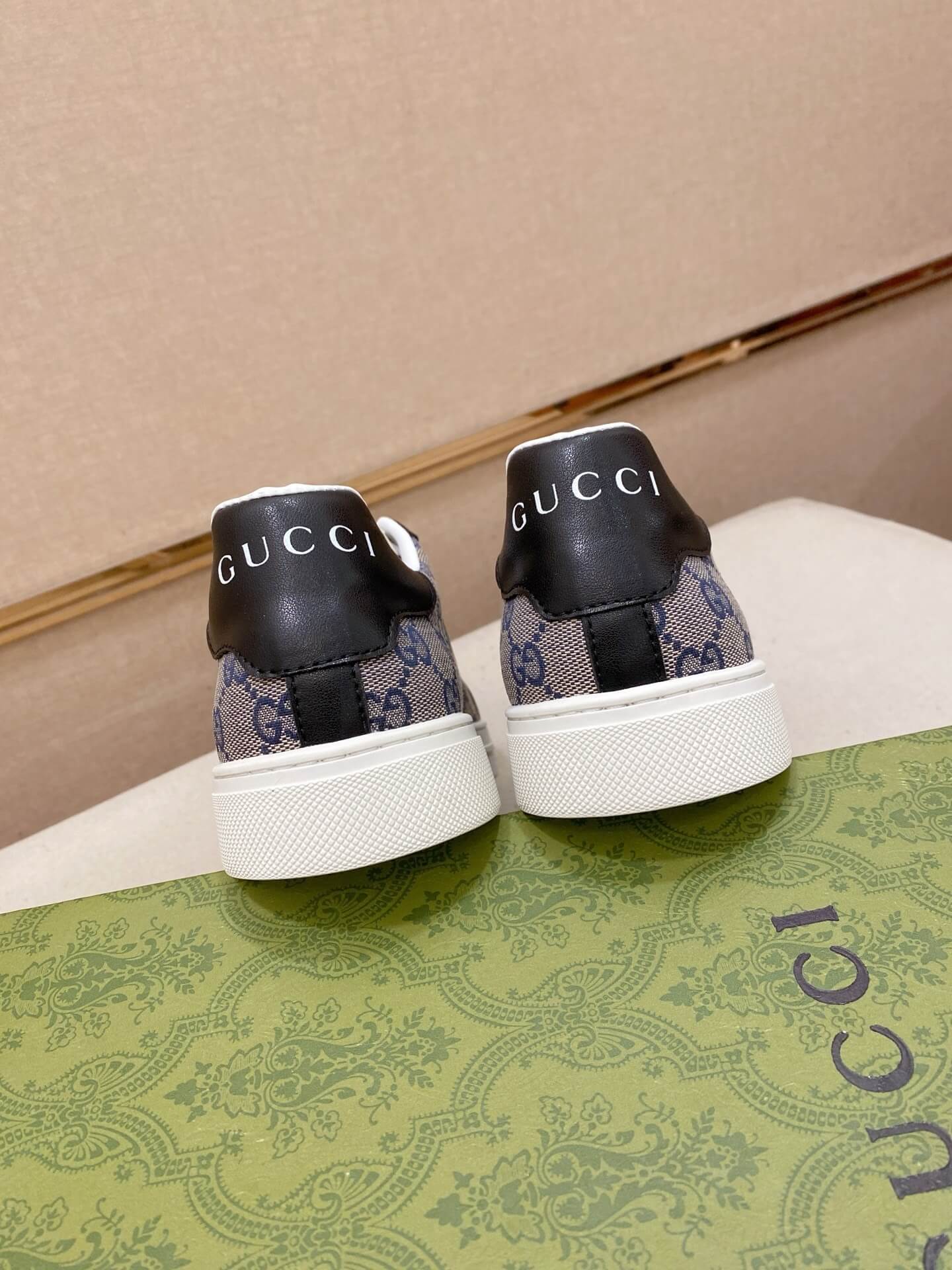 Gucci Loafer Web Detail Penny Style Brown Leather 10 Gucci Ace sneakers in the GG Supreme canvas