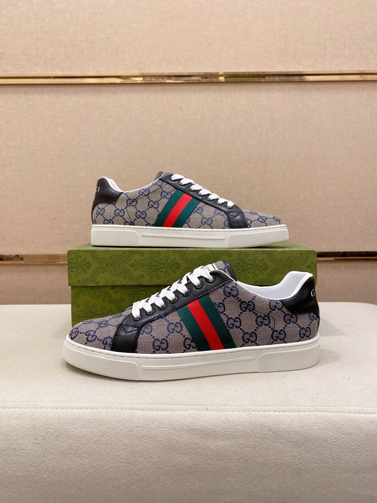 Gucci Loafer Web Detail Penny Style Brown Leather 1 Gucci Ace sneakers in the GG Supreme canvas