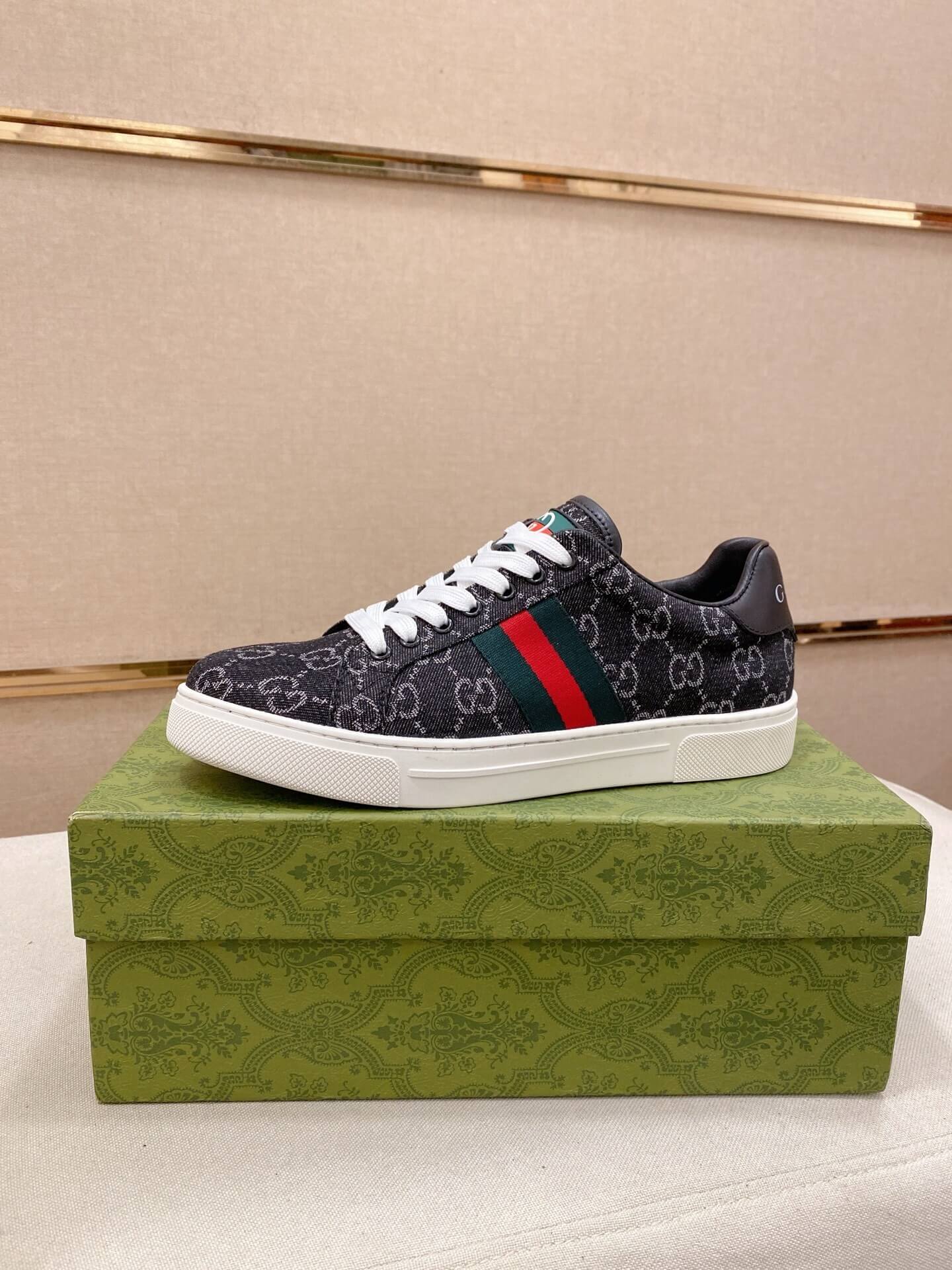 Gucci Ace Sneaker Blue Denim GG Canvas Web Stripe 3 Gucci Ace sneakers in the GG Supreme canvas
