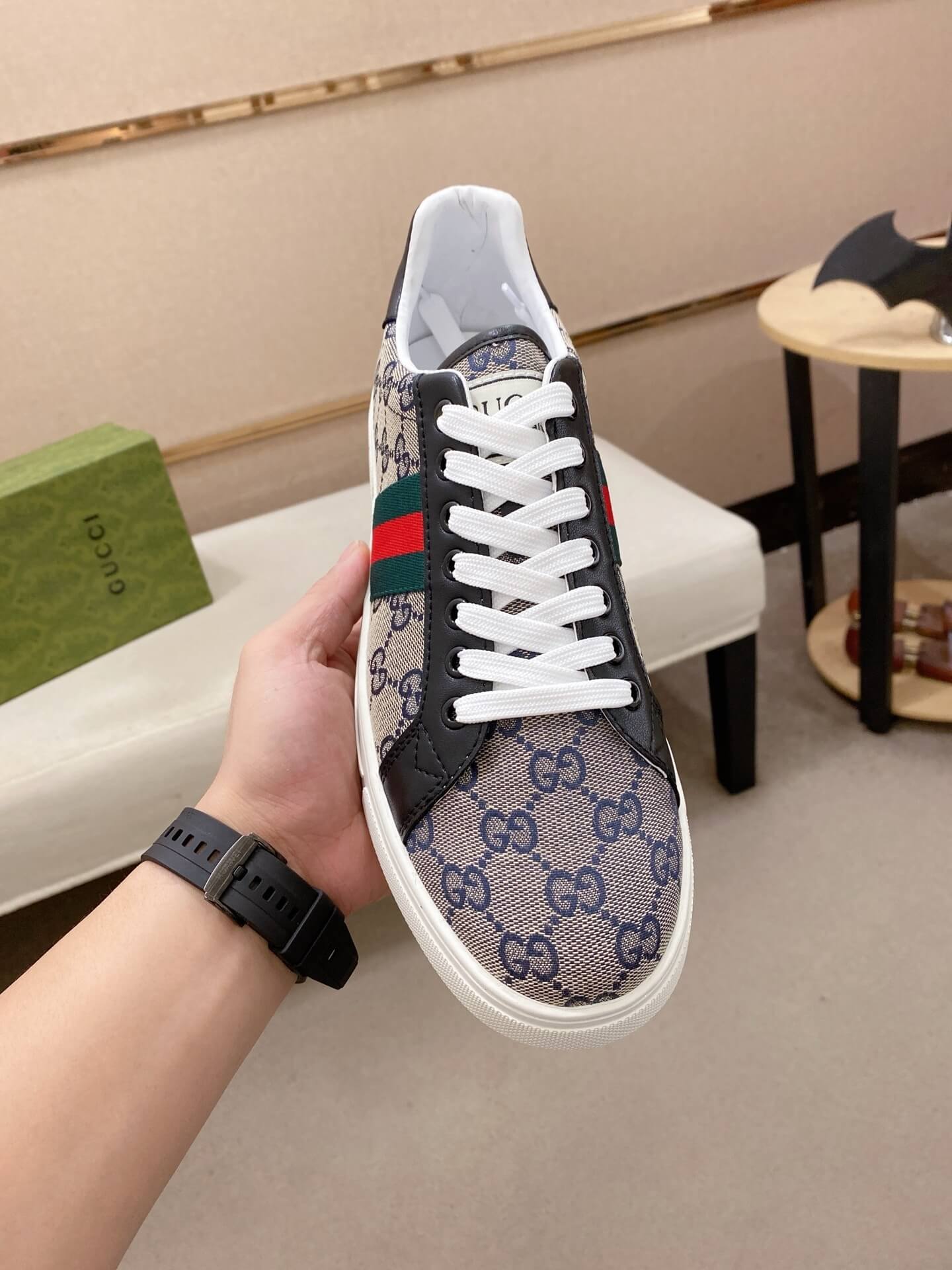 Gucci Loafer Web Detail Penny Style Brown Leather 3 Gucci Ace sneakers in the GG Supreme canvas