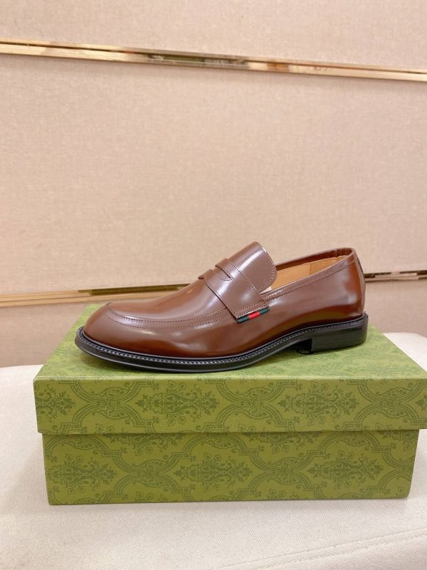 Gucci brown leather penny loafers