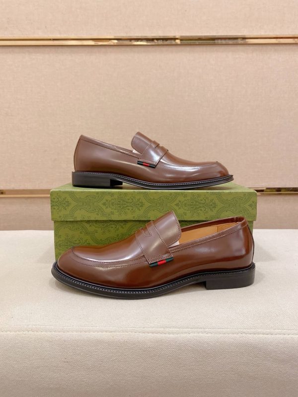 Gucci brown leather penny loafers
