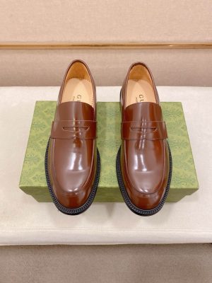 Gucci brown leather penny loafers