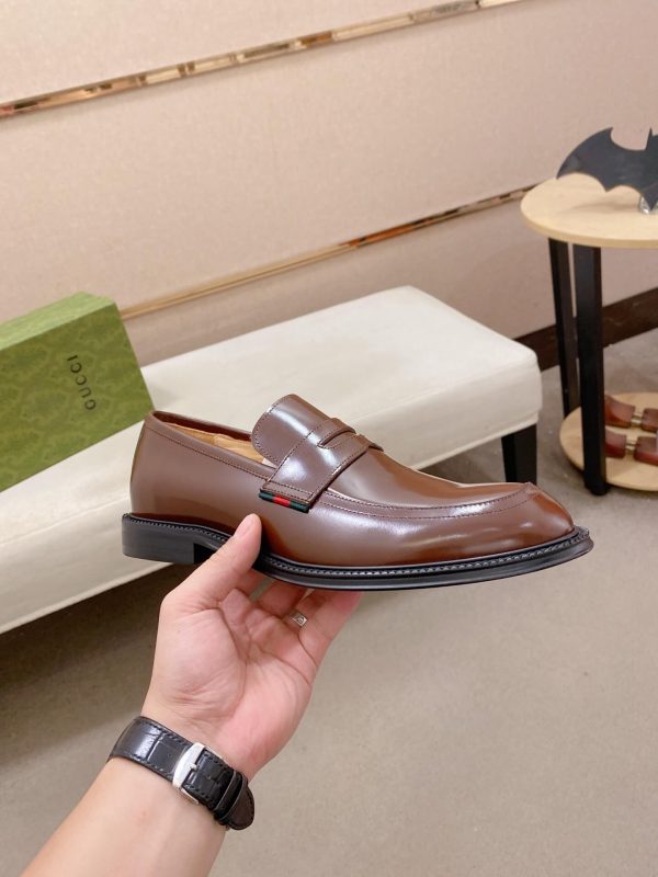 Gucci brown leather penny loafers