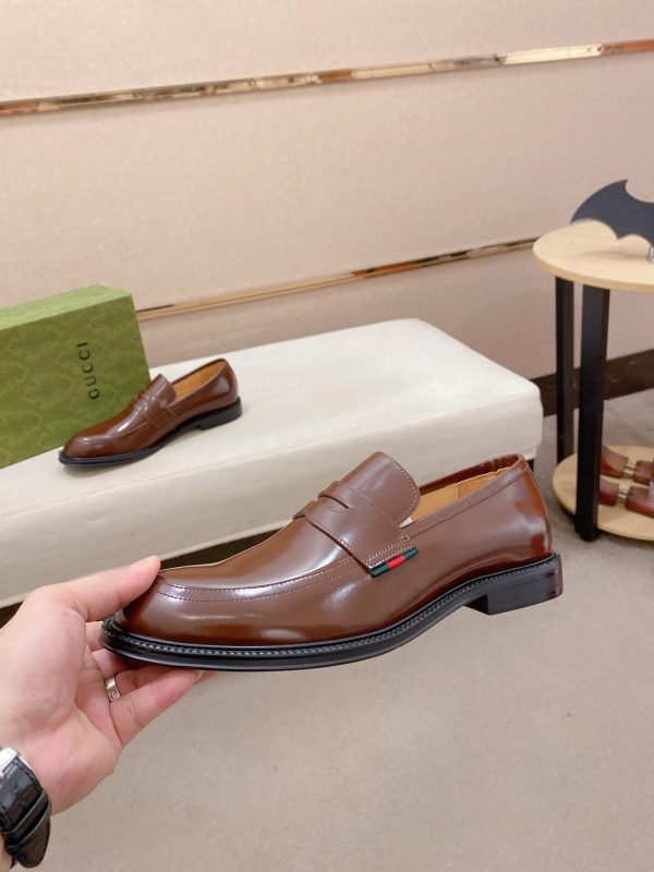 Gucci brown leather penny loafers