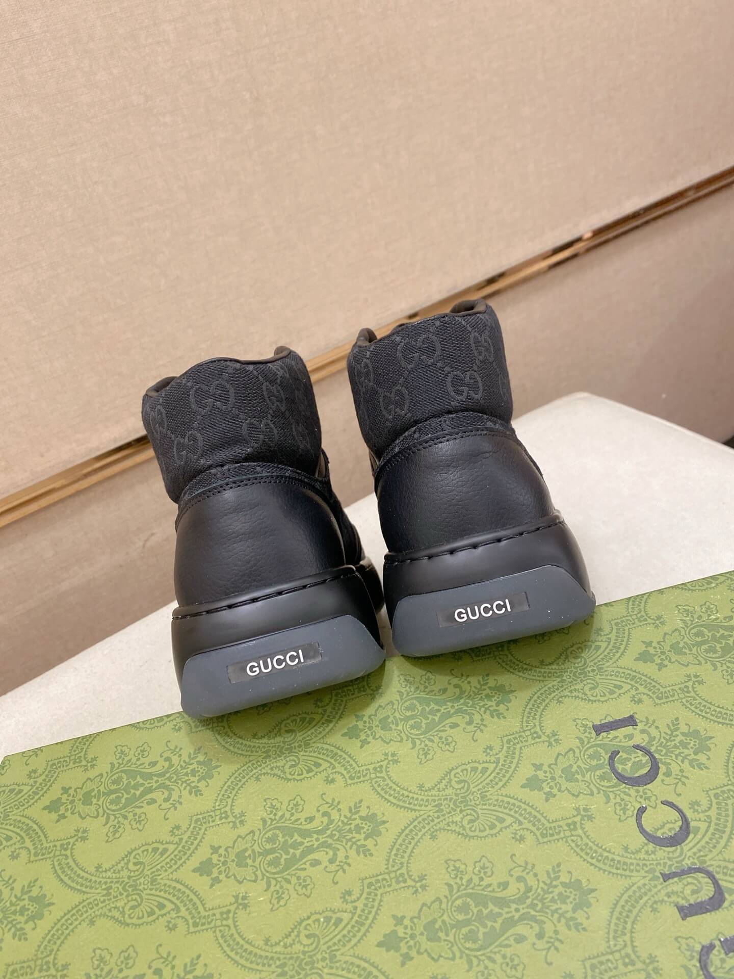 Gucci GG Canvas and Leather High Top Sneaker (Black) 7 Gucci high-top sneakers