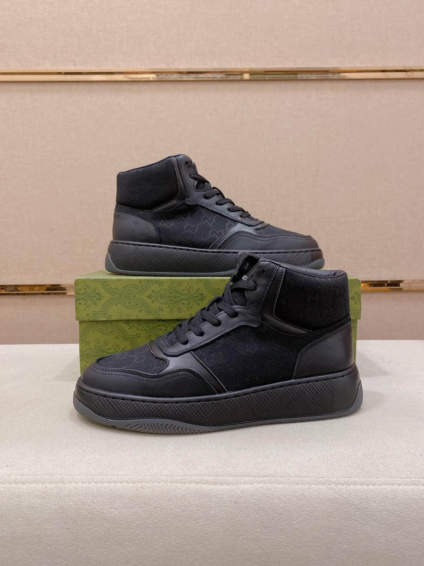 Gucci GG Canvas and Leather High Top Sneaker (Black) 1 Gucci high-top sneakers