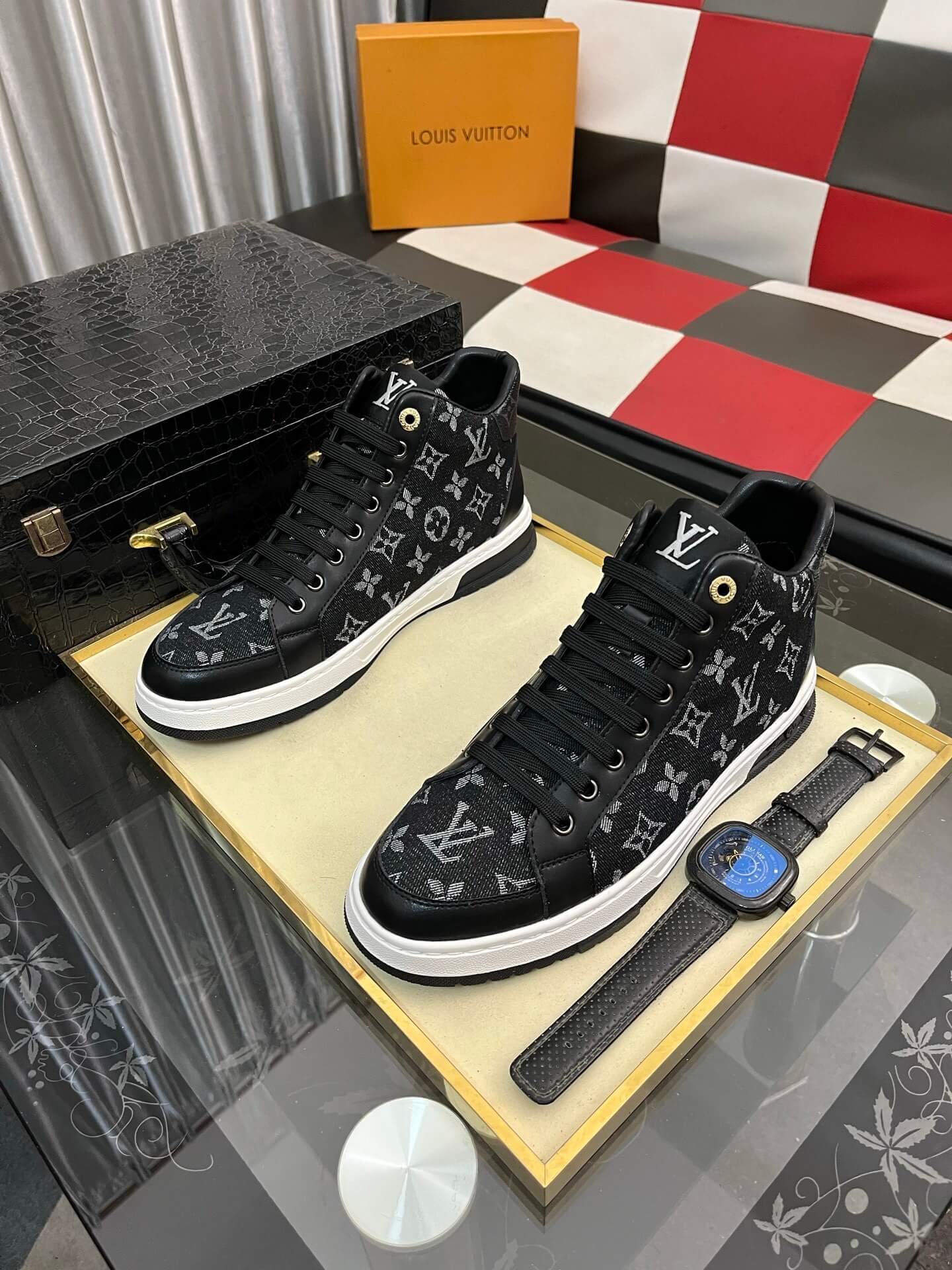Louis Vuitton Sneaker Boot Stellar Monogram Black Calfskin 1 Louis Vuitton Calfskin Monogram Stellar Sneaker Boots
