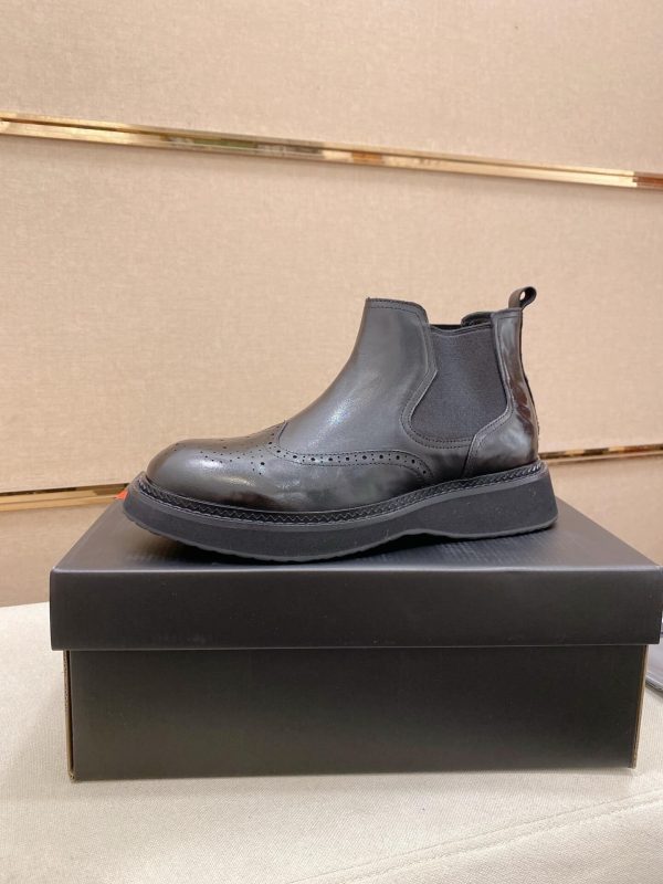 Prada- Patent -Leather -Lasercut- Accents -Chelsea- Boot (1) Prada Patent Leather Lasercut Accents Chelsea Boot