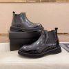Prada Patent Leather Lasercut Accents Chelsea Boot