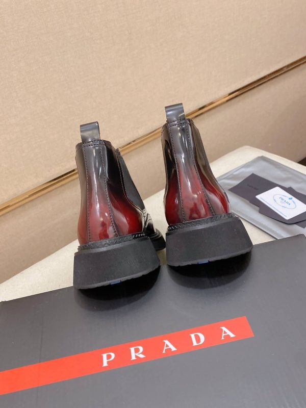 Prada Patent Leather Lasercut Accents Chelsea Boot