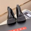 Prada Patent Leather Lasercut Accents Chelsea Boot