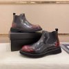 Prada Patent Leather Lasercut Accents Chelsea Boot