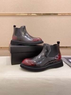 Prada -Patent -Leather -Lasercut- Accents -Chelsea- Boot (4) Prada Patent Leather Lasercut Accents Chelsea Boot