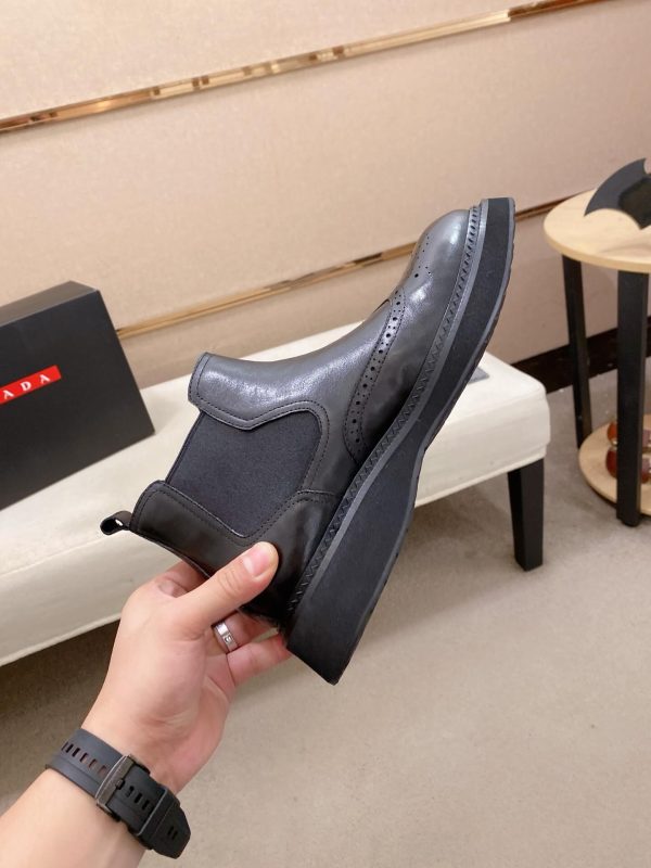 Prada- Patent -Leather -Lasercut- Accents -Chelsea- Boot (6) Prada Patent Leather Lasercut Accents Chelsea Boot