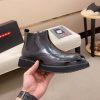 Prada Patent Leather Lasercut Accents Chelsea Boot