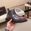 Prada Patent Leather Lasercut Accents Chelsea Boot