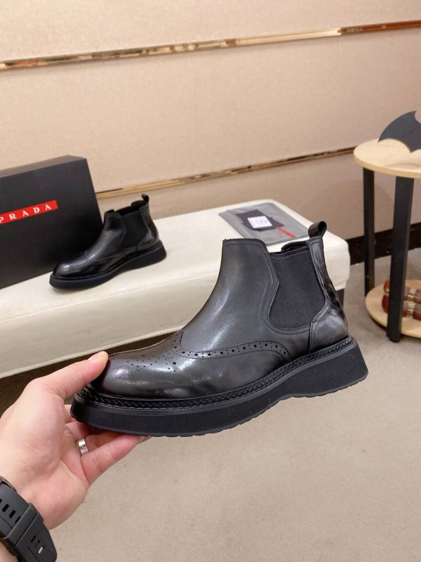 Prada- Patent -Leather -Lasercut- Accents -Chelsea- Boot (8) Prada Patent Leather Lasercut Accents Chelsea Boot