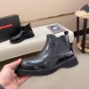 Prada Patent Leather Lasercut Accents Chelsea Boot