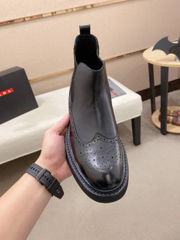 Prada- Patent -Leather -Lasercut- Accents -Chelsea- Boot (9) Prada Patent Leather Lasercut Accents Chelsea Boot