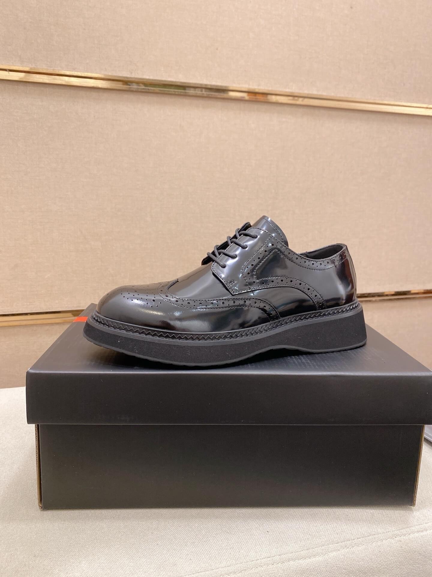 Prada Chelsea Boot Patent Leather Brogue Black Chunky Sole 4 Prada brushed leather derby shoes