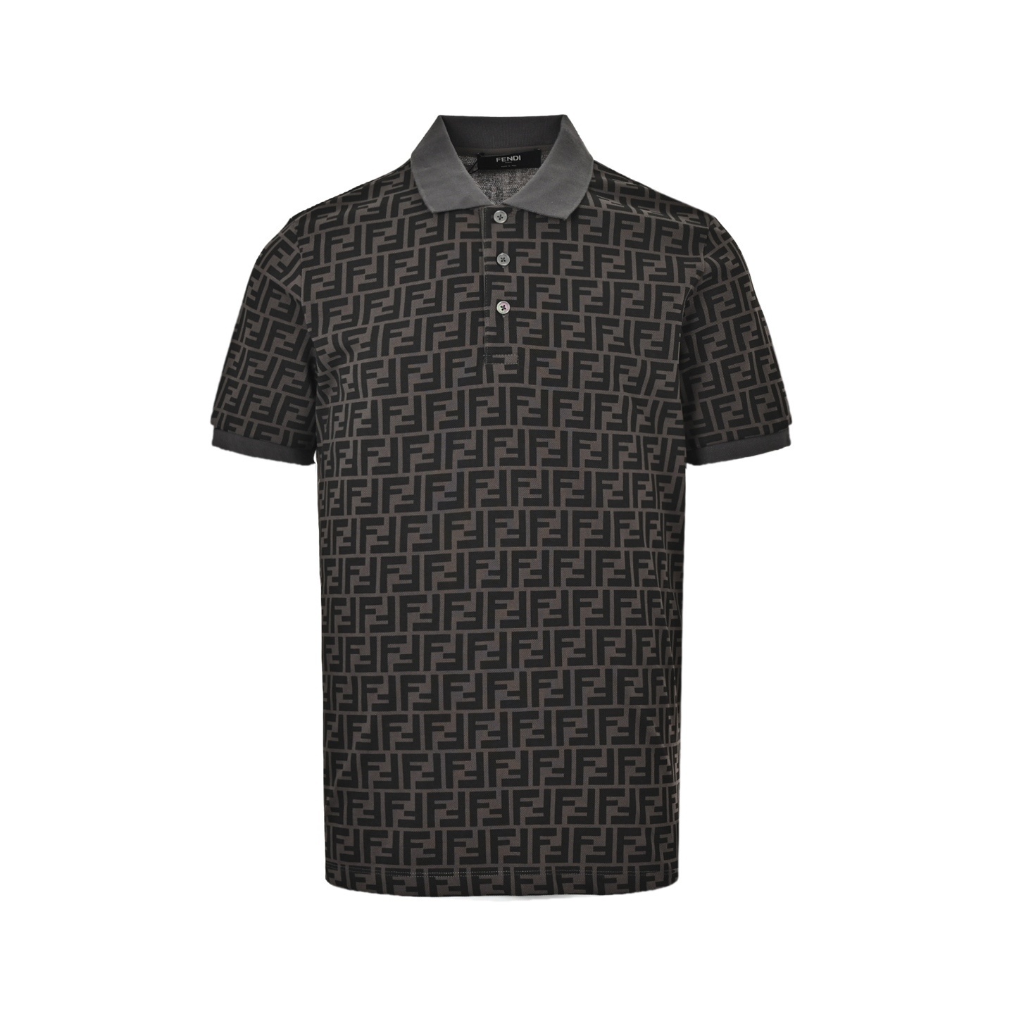 169a6f79 Fendi FF monogram short-sleeve polo shirt in dark grey and black