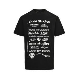 A black crew-neck t-shirt by Acne Studios is Replica