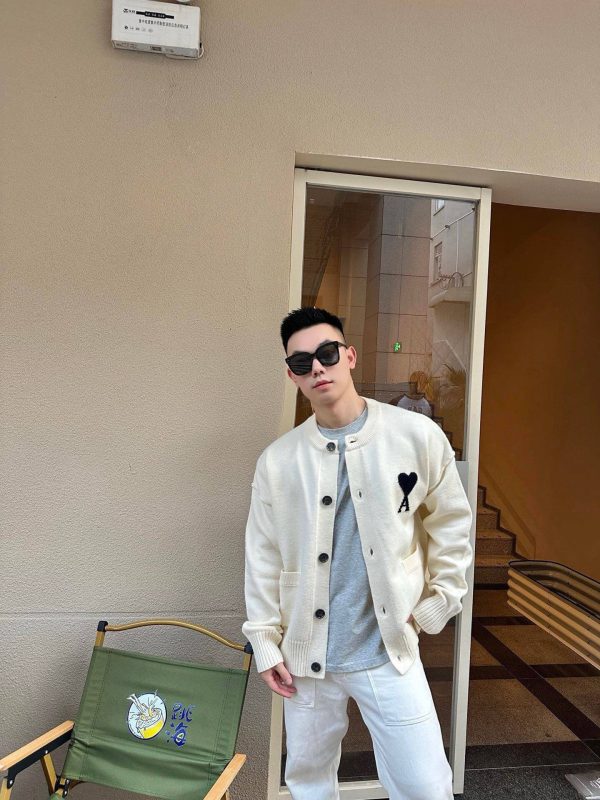 AMI Paris Ami de Cœur Cardigan Sweater- Cream