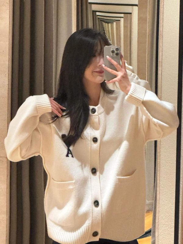 AMI Paris Ami de Cœur Cardigan Sweater- Cream