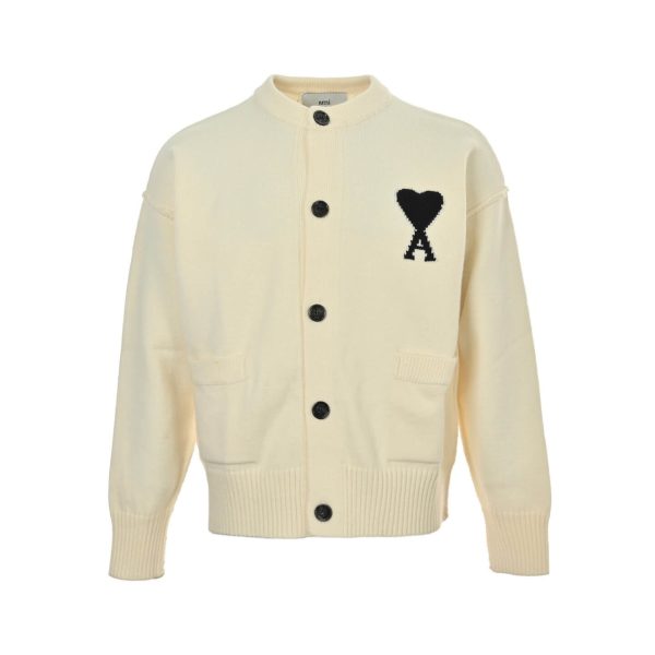 AMI Paris Ami de Cœur Cardigan Sweater- Cream