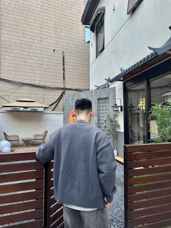 AMI Paris Ami de Cœur Cardigan Sweater- Grey